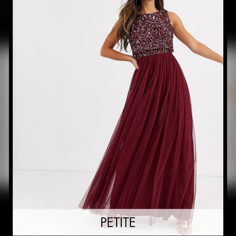 ASOS Maya Petite Bridesmaid delicate sequin 2 in 1 maxi dress